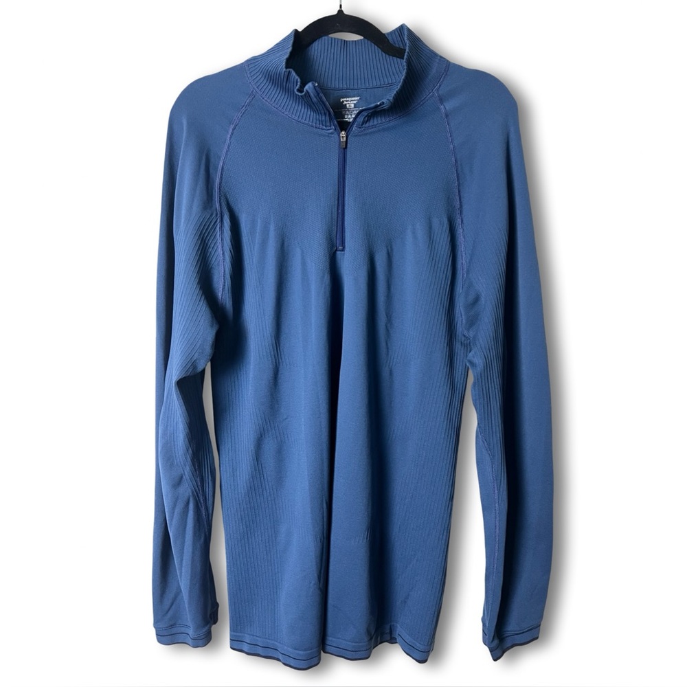 Patagonia‎ Unisex Capilene Baselayer Quarter Zip Pullover Blue Fall 2005 Sz XL